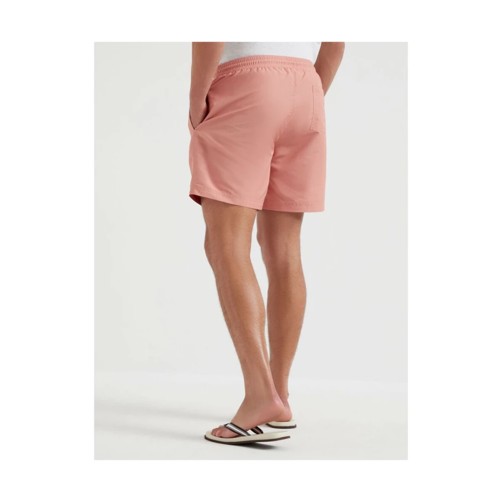 BRUNELLO CUCINELLI Zalmroze Beachwear met Trekkoord Tailleband Pink Heren