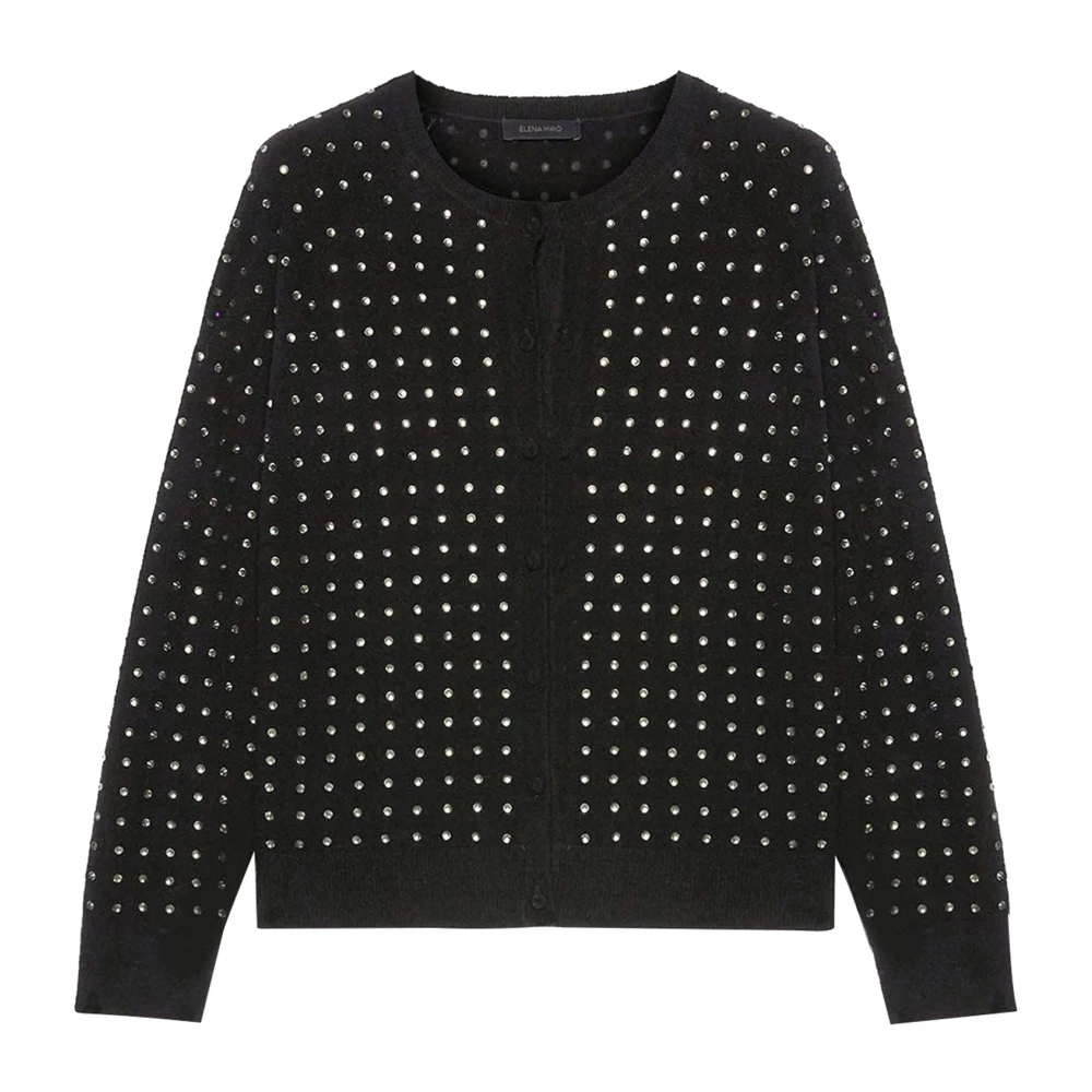 Elena Mirò Stijlvolle Cardigan met Aangebrachte Stenen Black Dames
