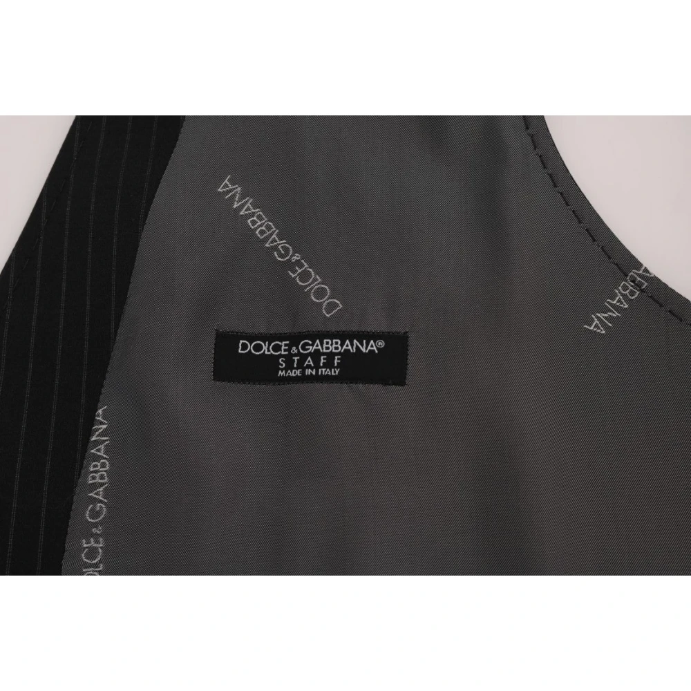 Dolce & Gabbana Elegante Gestreepte Grijze Vest Gray Heren