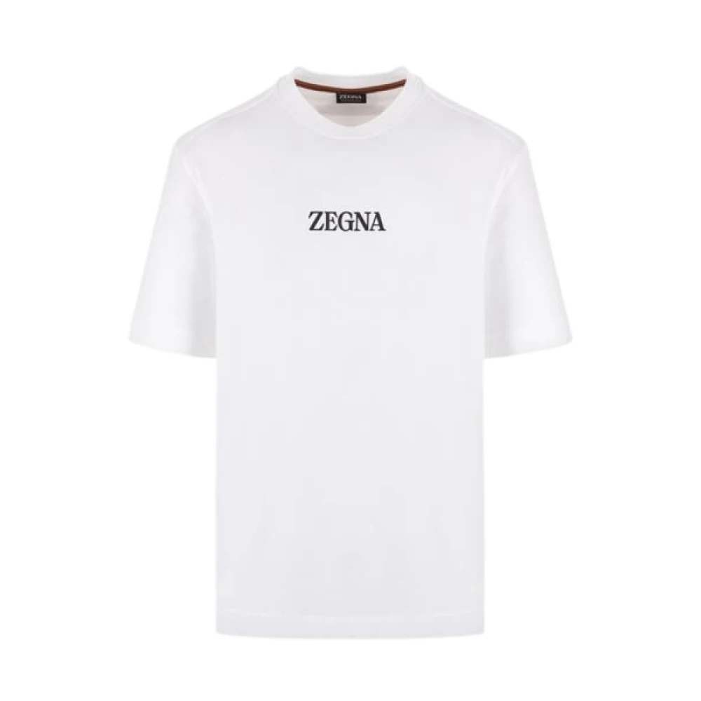 Ermenegildo Zegna Witte Katoenen T-shirt met Logo Patch White Heren