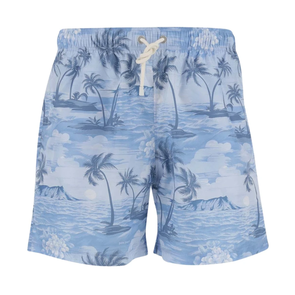 Palm Angels Strandkleding met Grafische Print voor Mannen Blue Heren