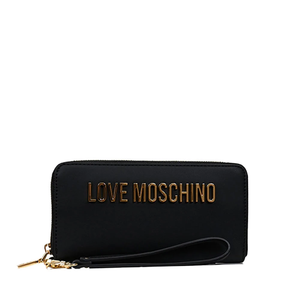 Love Moschino Zwarte Portemonnee met Metalen Logo Black Dames