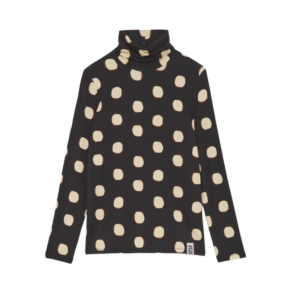 Ottod'Ame Polka Dot Coltrui T-shirt Black Dames
