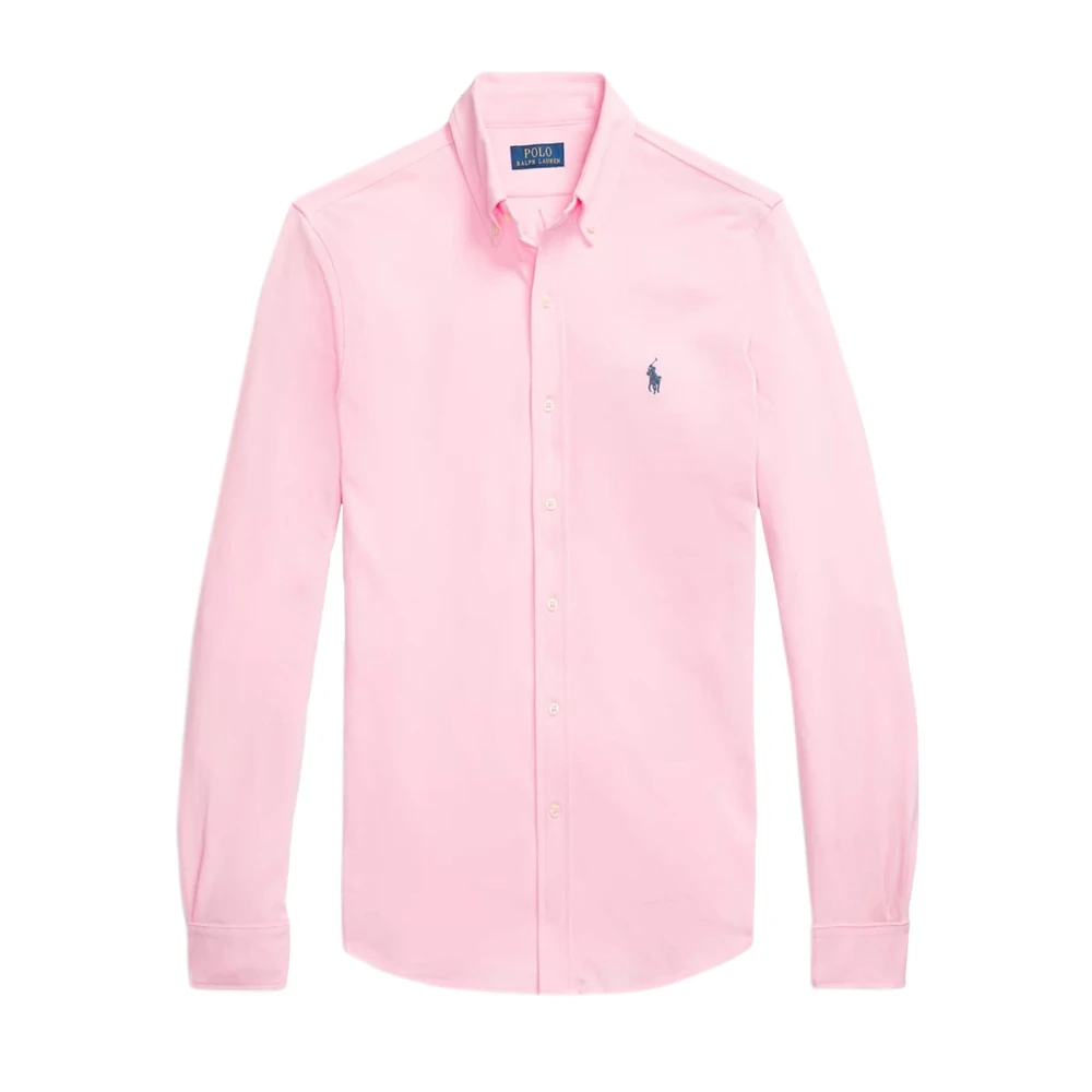Ralph Lauren Casual Katoenen Piqué Overhemd Pink Heren