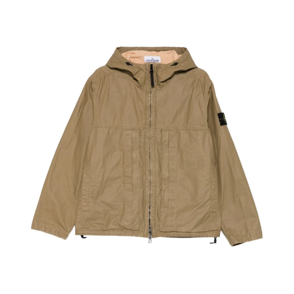 Stone Island Green Giacca Con Cappuccio - Male - Light Jackets - S - Jackets