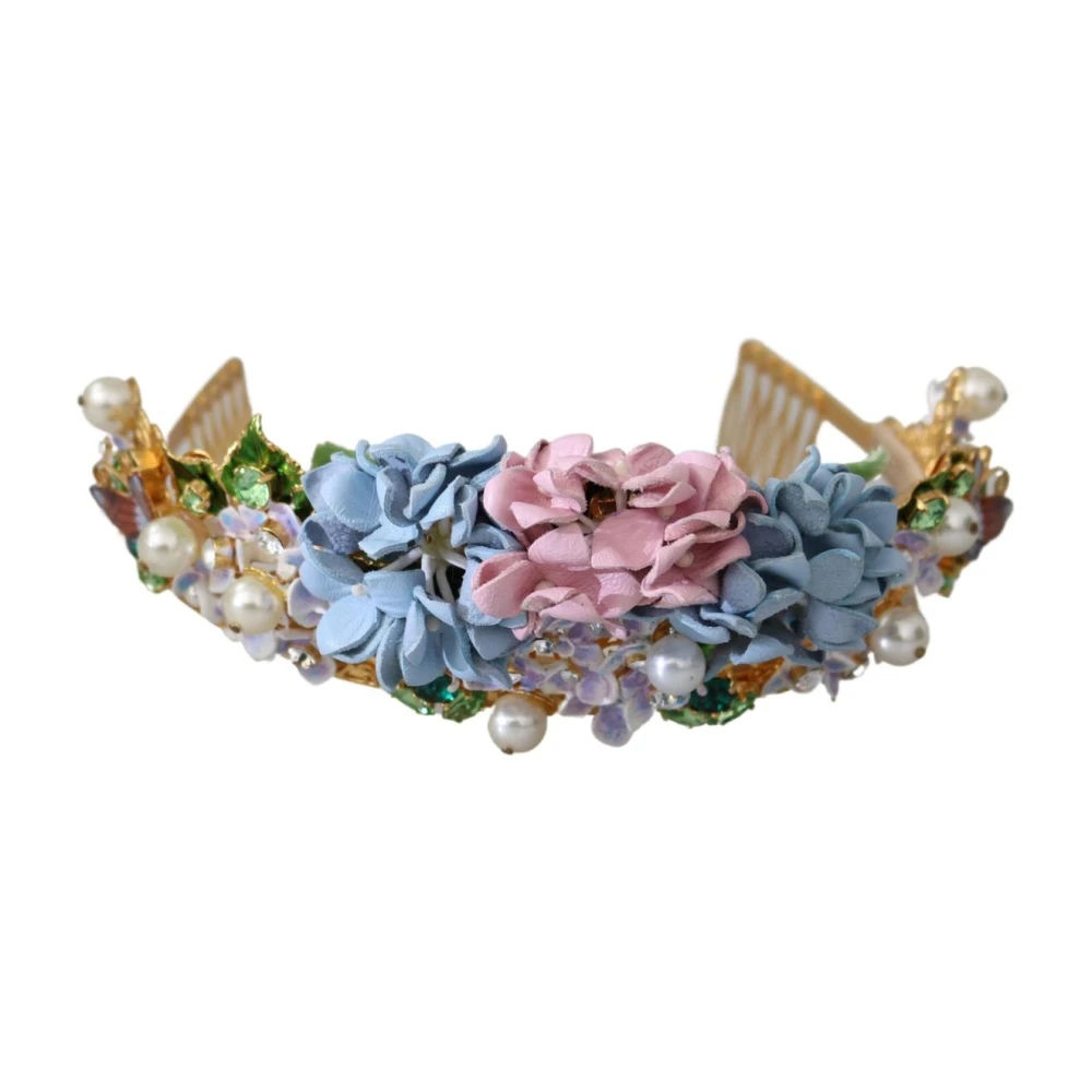 Dolce & Gabbana Women's Yellow Crystal Pearl Floral Headband Tiara