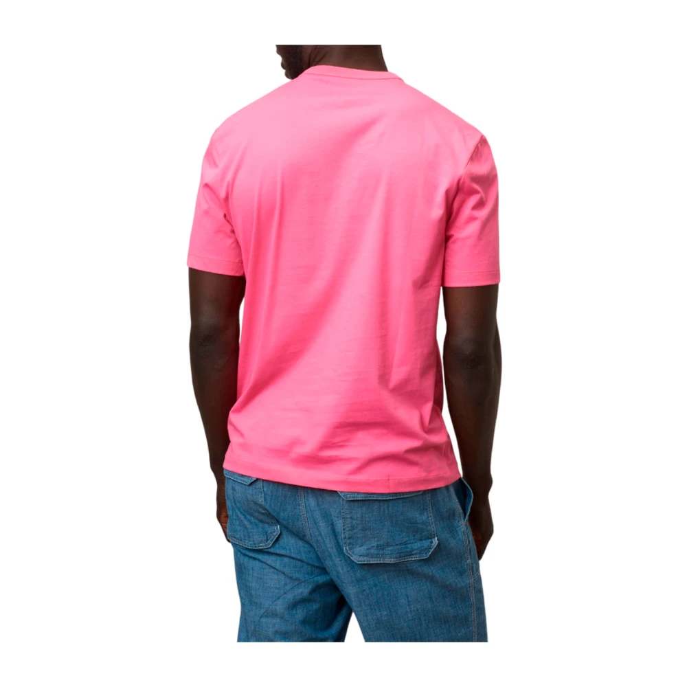 Blauer Heren Katoenen Jersey T-Shirt Pink Heren