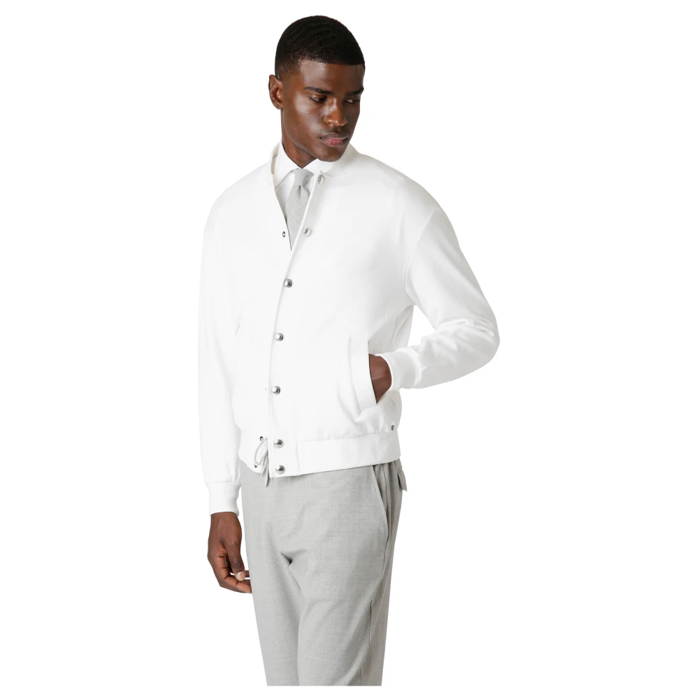 Eleventy Relaxed Fit Katoenen Bomberjack White Heren