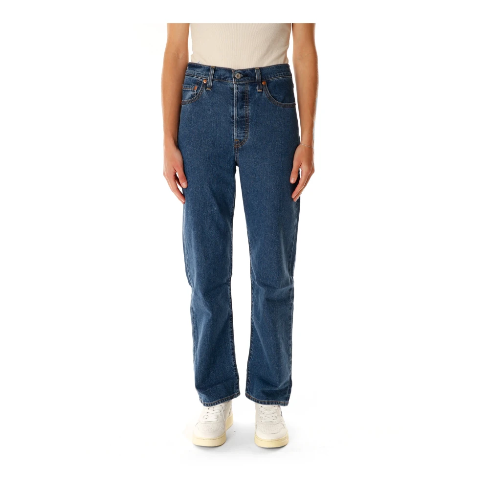 Levi's Hög Midja Straight Fit Ankel Jeans Blue, Dam