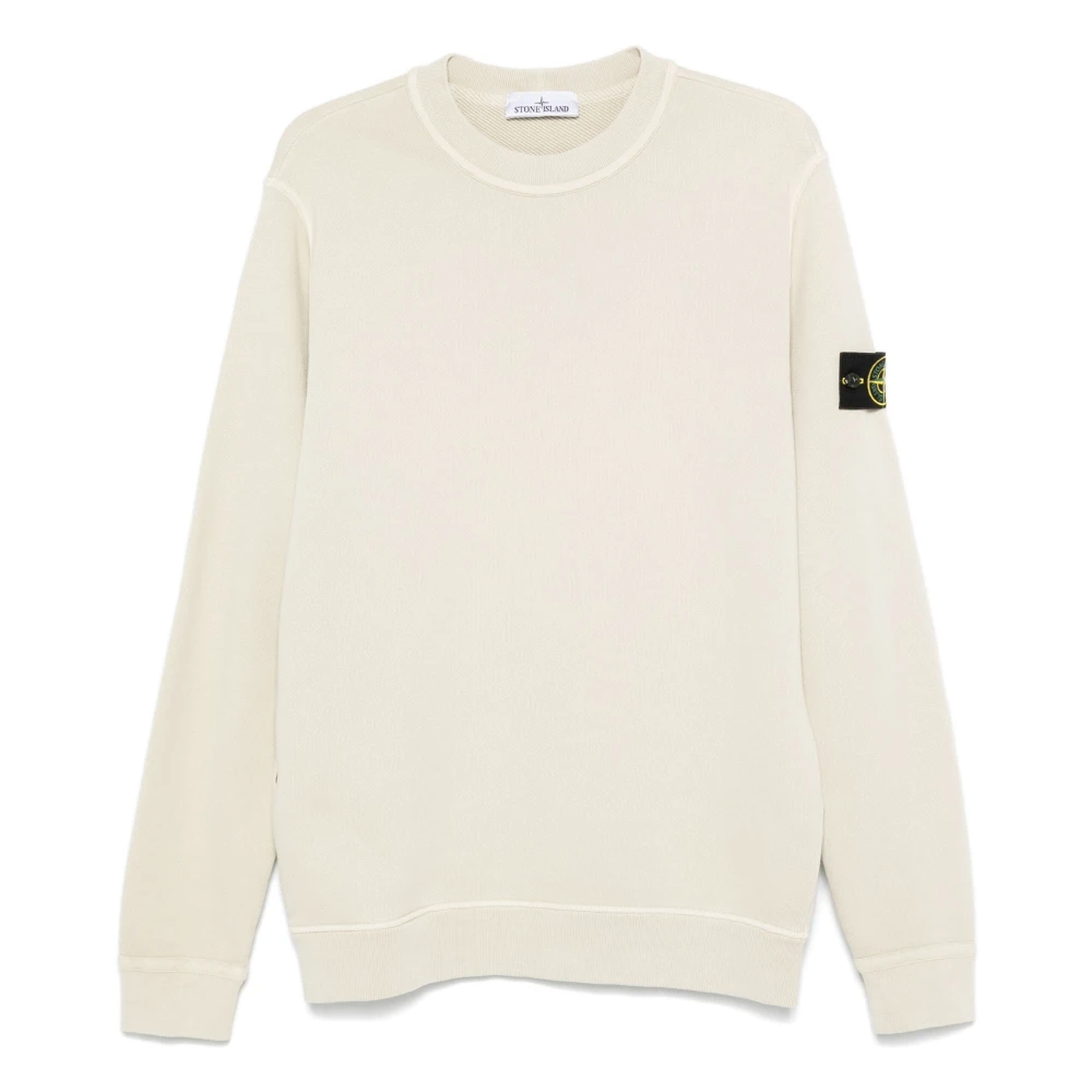 Stone Island Beige Crewneck Sweatshirt met Badge Beige Heren