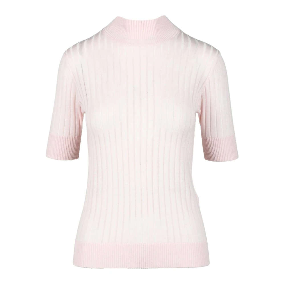 Max Mara Studio Silke Ull Blandningstickad Topp Pink, Dam