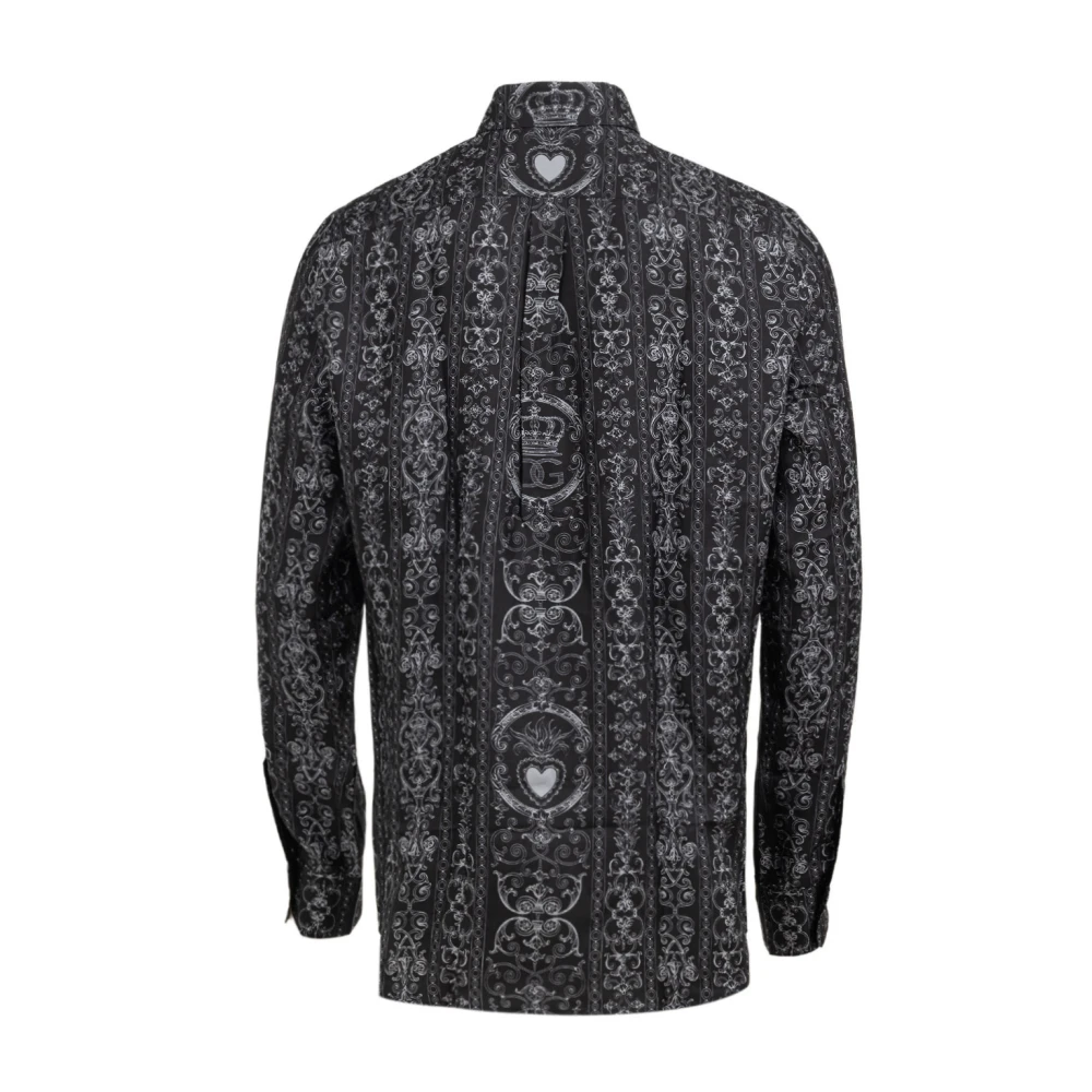 Dolce & Gabbana Barok Katoenen Overhemd Black Heren