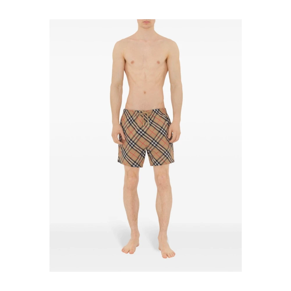 Burberry Beige Check Swim Shorts Beige Heren