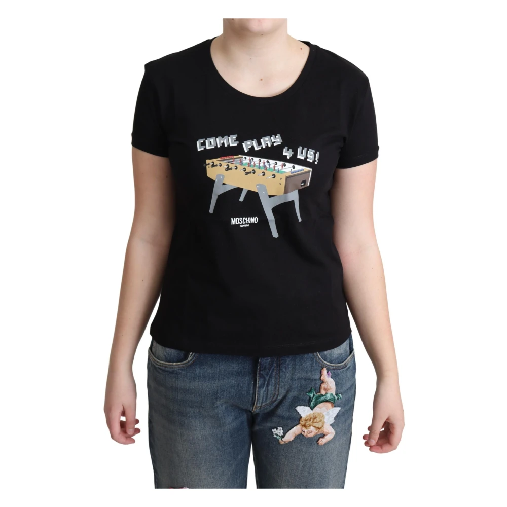 Moschino Women's Black T-Shirts, M, Chic Cotton T-Shirt With Playful Print