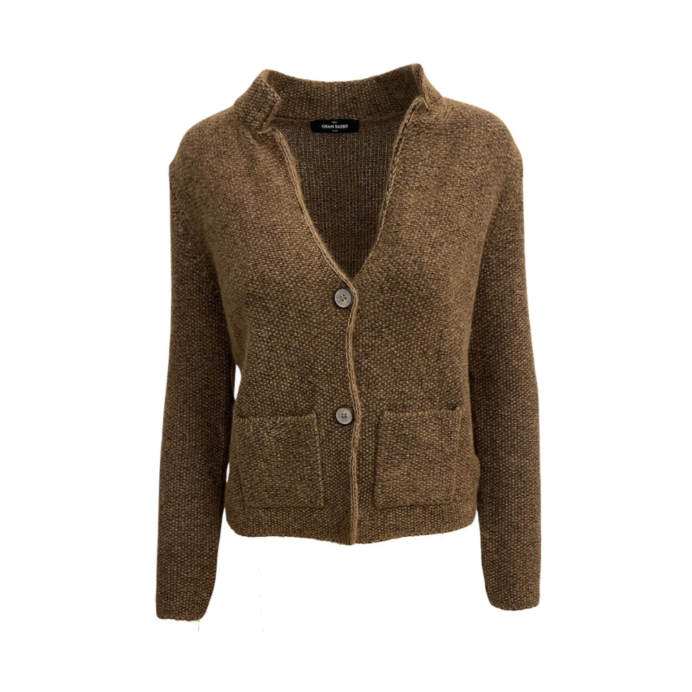 Gran Sasso Bruine Gebreide Jas met Zakken Brown Dames