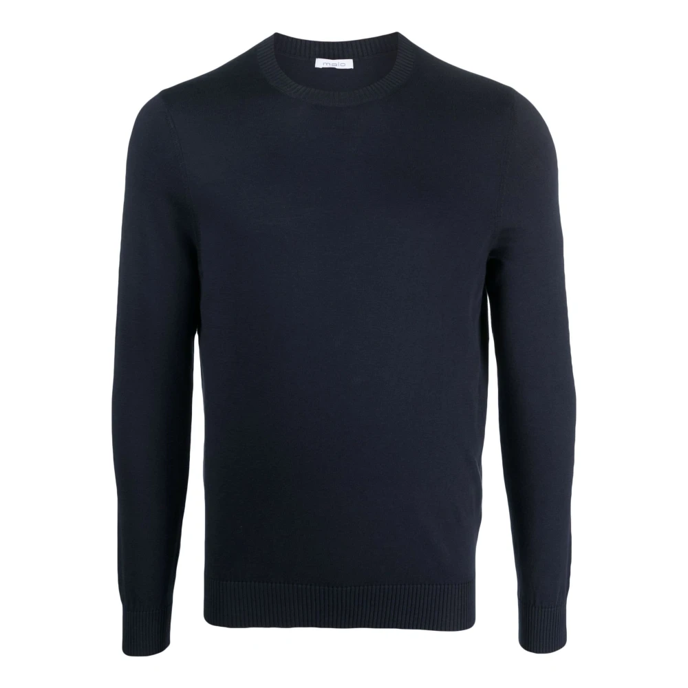 Malo Navy Blue Katoenen Crew Neck Jumper Blue Heren