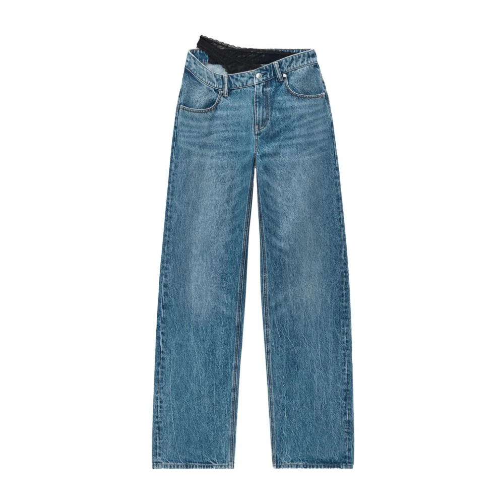 Alexander wang Blauwe Denim Jeans met Kantdetail Blue Dames