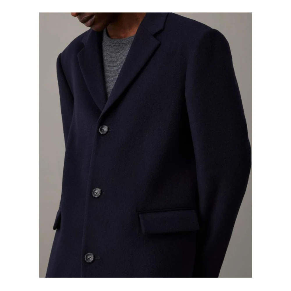 Calvin Klein Stijlvolle Wollen Jas voor Mannen Blue Heren