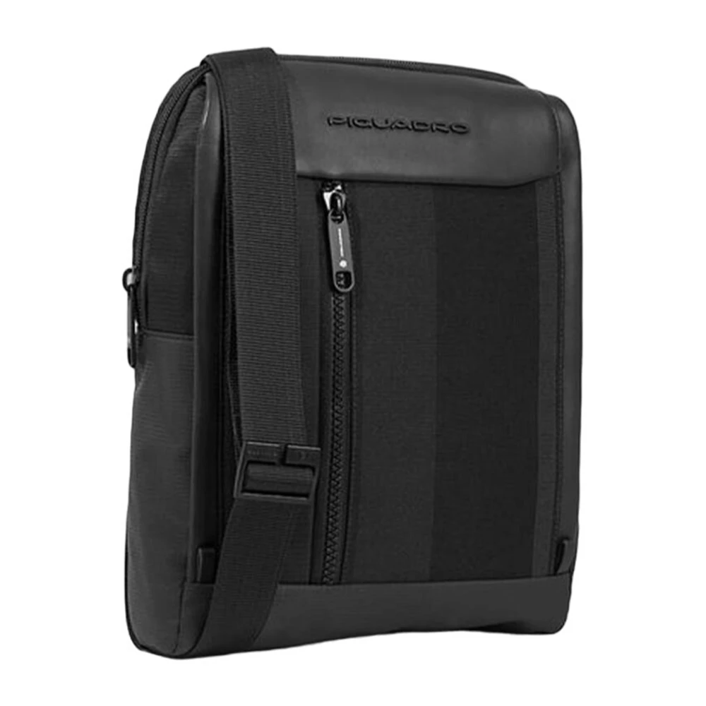 Piquadro Zwarte Leren Tas Stijlvol Model Black Heren
