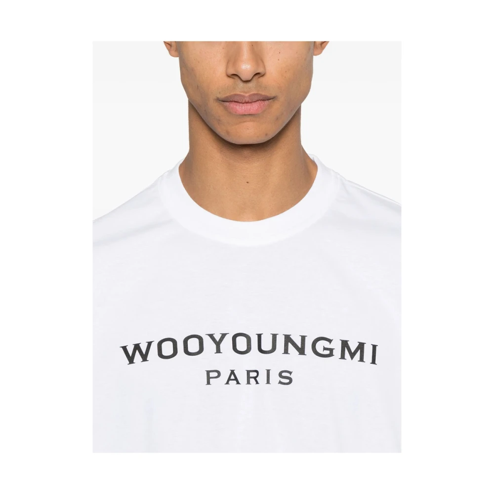 Wooyoungmi Witte Crew Neck Drop Shoulder T-shirt White Heren