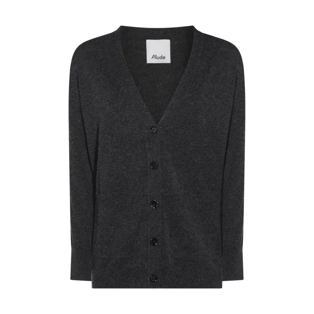 Allude Donkergrijze Wollen V-Hals Trui Gray Dames