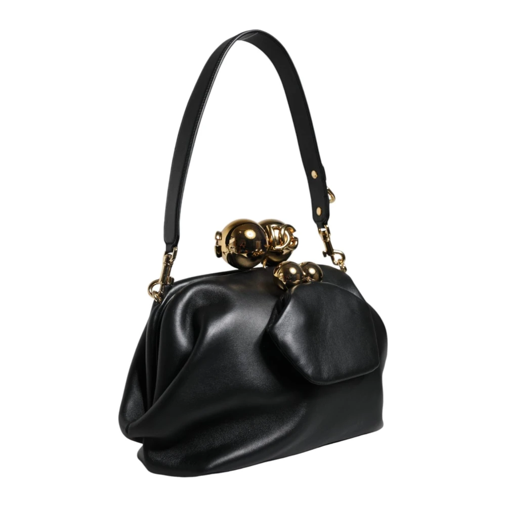 Dolce & Gabbana Zwarte leren schouderclutch Black Dames