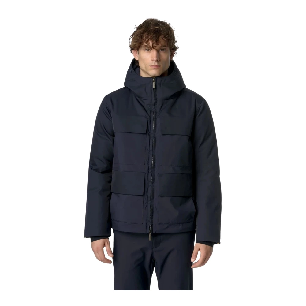K-way Waterafstotende Stofmix Jas Blue Heren