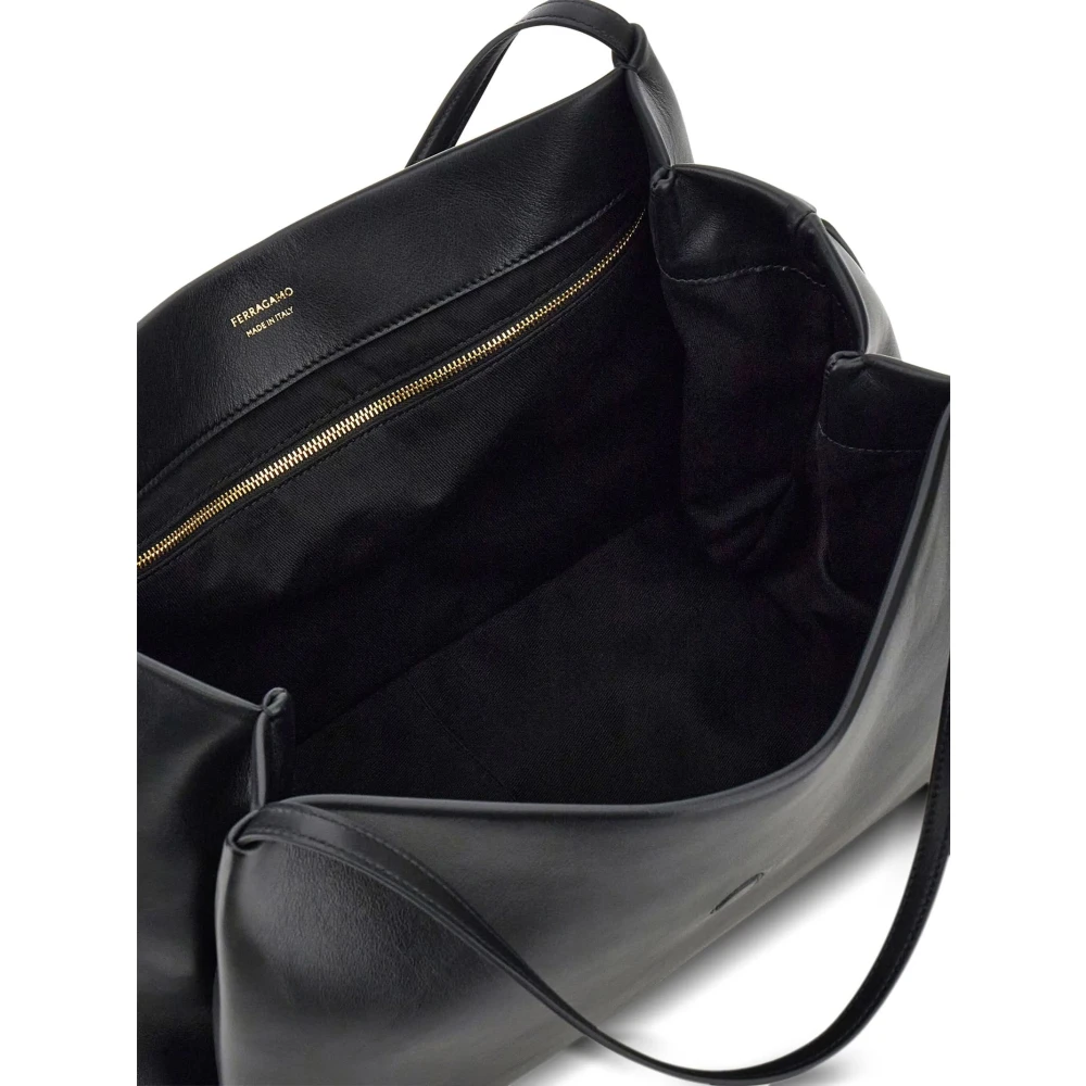 Salvatore Ferragamo Zwarte Tote Tas met Gancini Gesp Black Dames