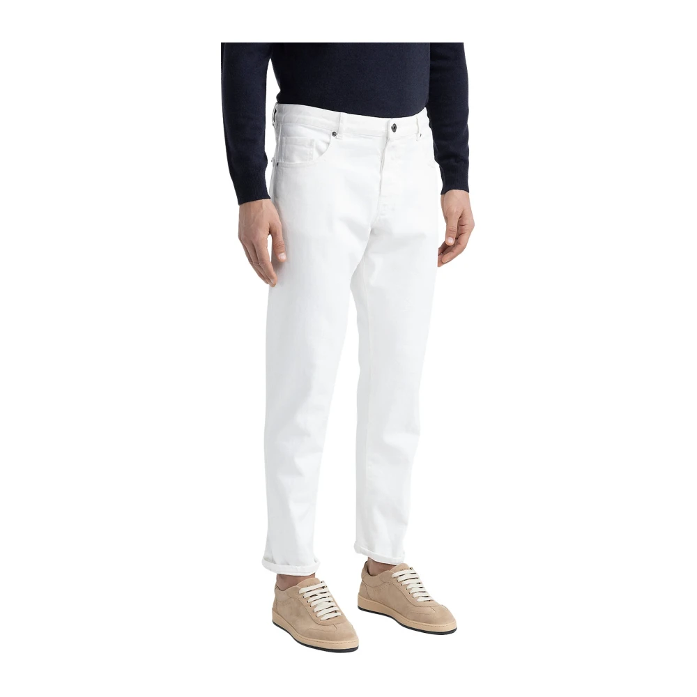 PESERICO Stretch bull denim keperbroek White Heren