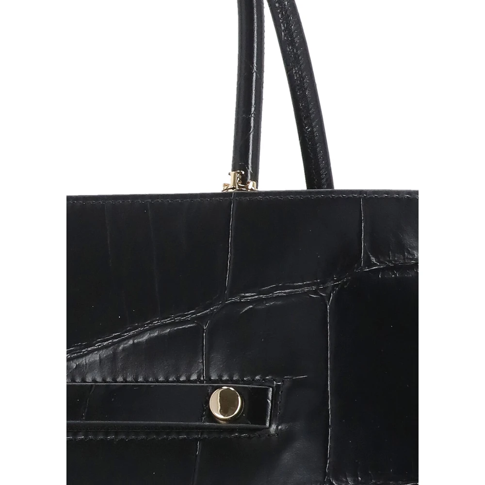 TORY BURCH Zwarte leren handtas met handvatten Black Dames