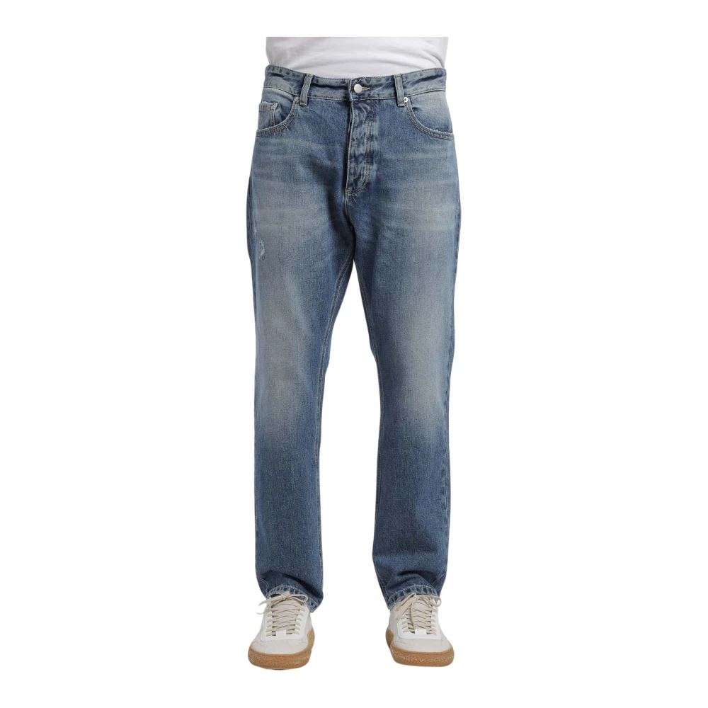 Icon Denim Relaxte Cropped Jeans met Versleten Details Blue Heren