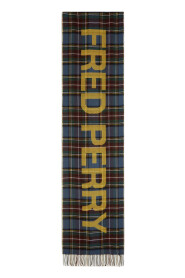 Fred Perry Authentic Graphic Oversized Scarf Tartan Silver Blue  Chrome Yellow-Bufandas