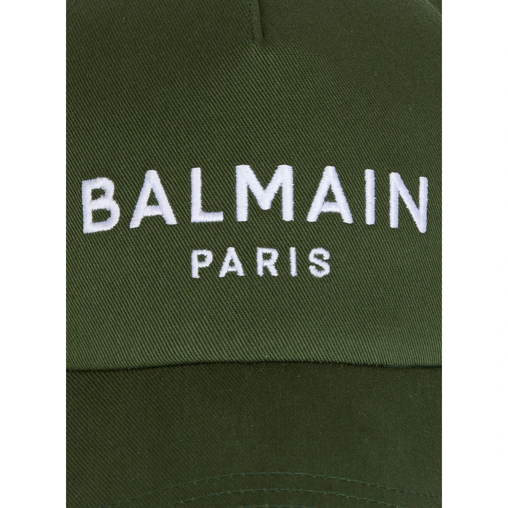 Balmain Katoenen pet met Parijs borduursel Green Heren