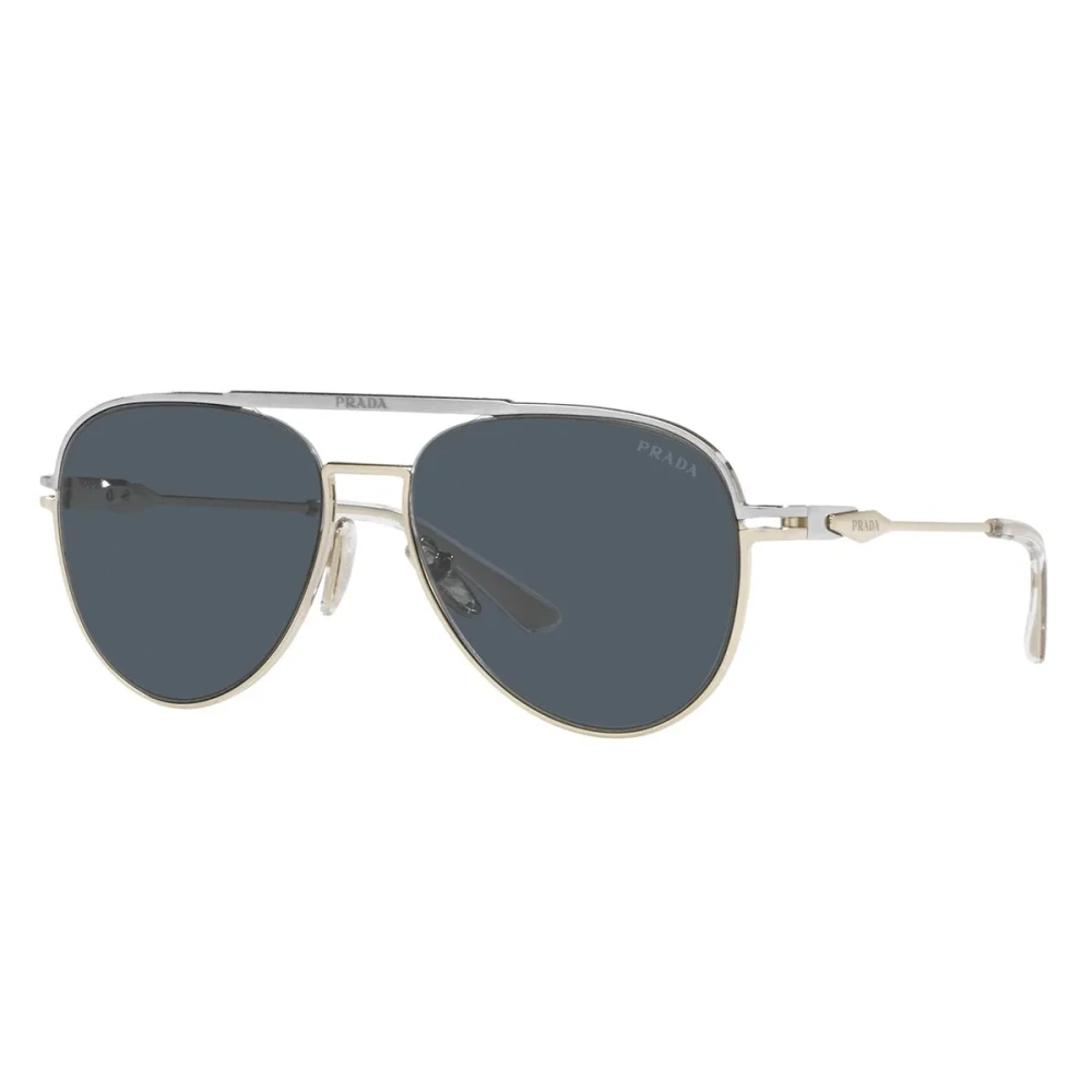 Prada Men's Gray Sunglasses, 57 Mm, Classic Pilot Sunglasses With Dark Lenses
