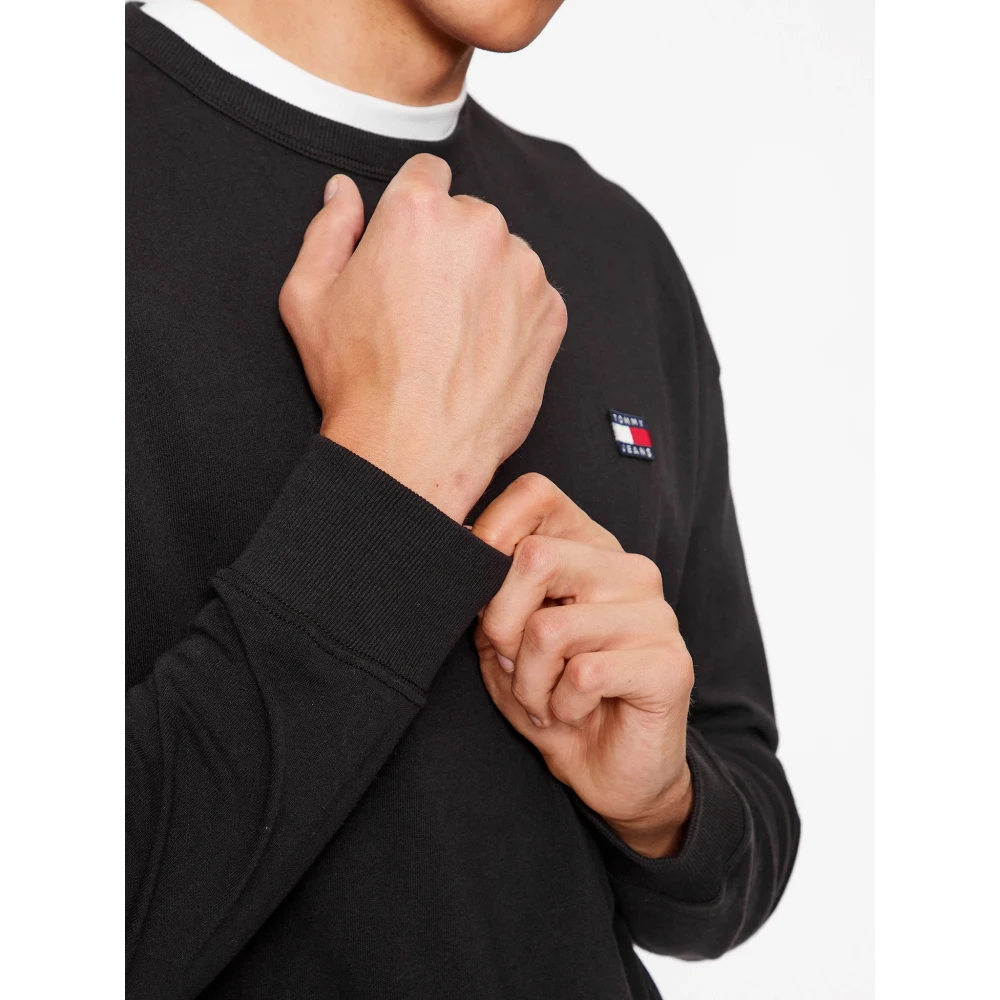 Tommy Jeans Klassieke pasvorm longsleeve T-shirt met badge Black Heren