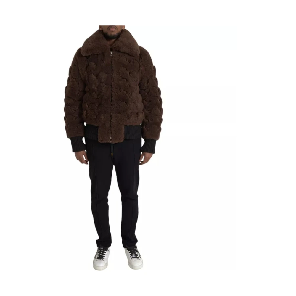 Bottega Veneta Men's Brown Shearling Wool Bomber Jacket - Faux Fur & Shearling Jackets - M - Jackets