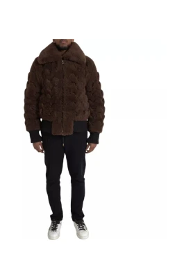 Brun Shearling Ull Bomberjacka