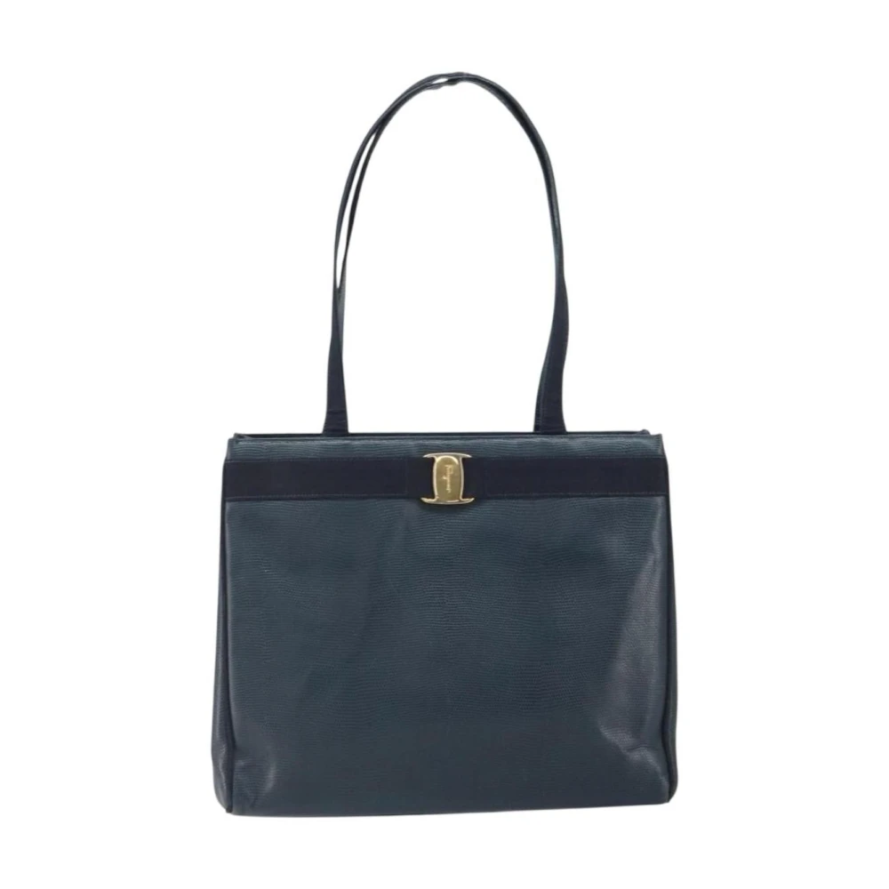 Salvatore Ferragamo Pre-Owned Women's Blue Vintage Shoulder Bags, One Size, Pre-Owned Vintage Gancini Tote Bag