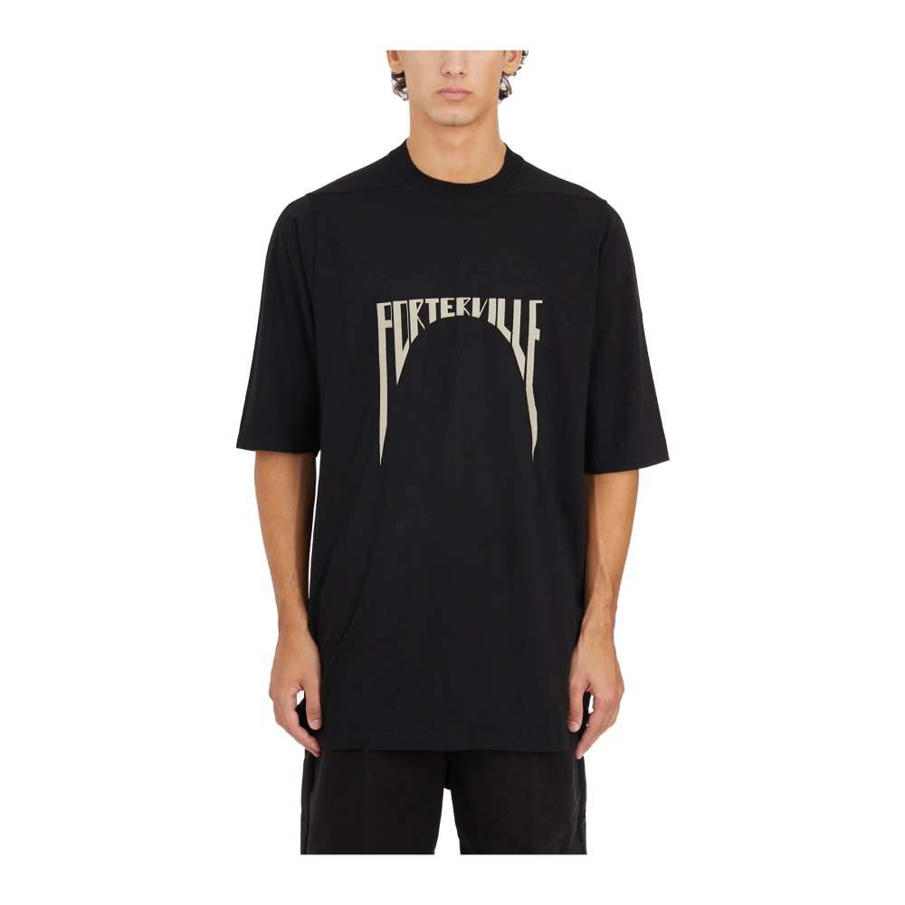 Rick Owens Geborduurd Jumbo T-shirt Zwart Parel Black Heren