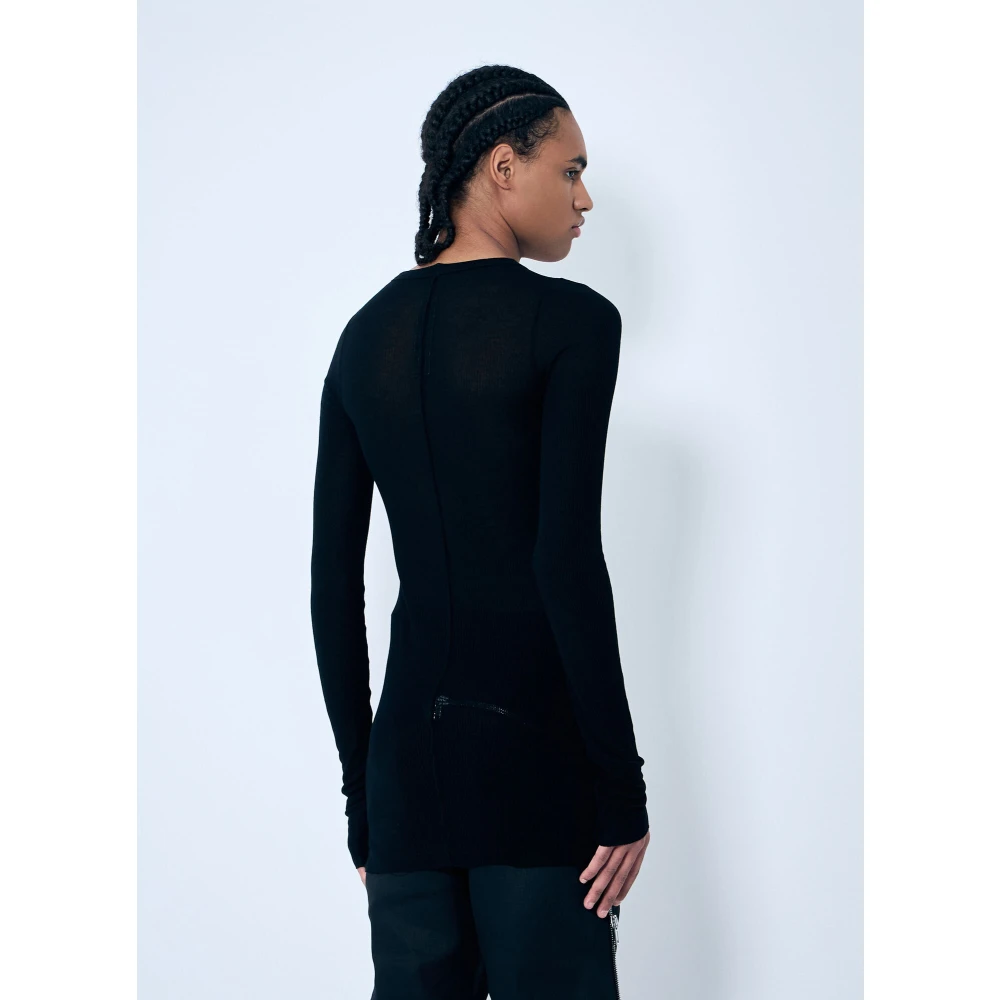 Rick Owens Sheer Rib Long Sleeve Crewneck T-Shirt Black Heren