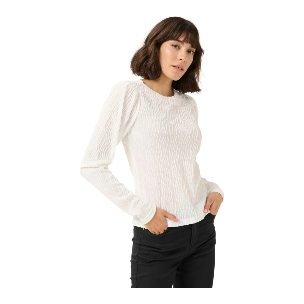 Kaffe Gestructureerde Jersey Blouse in Krijt White Dames