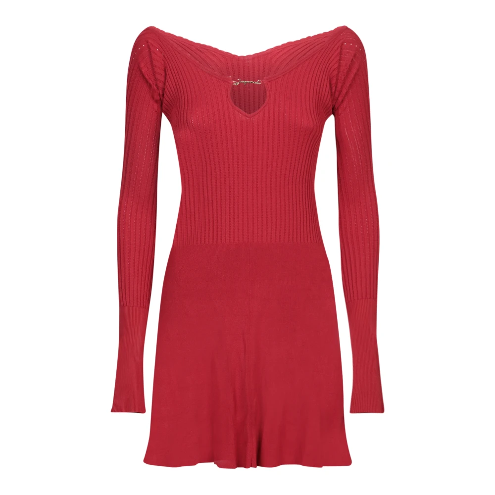 Jacquemus Rode Geribbelde Mini Jurk Aw24 Red Dames