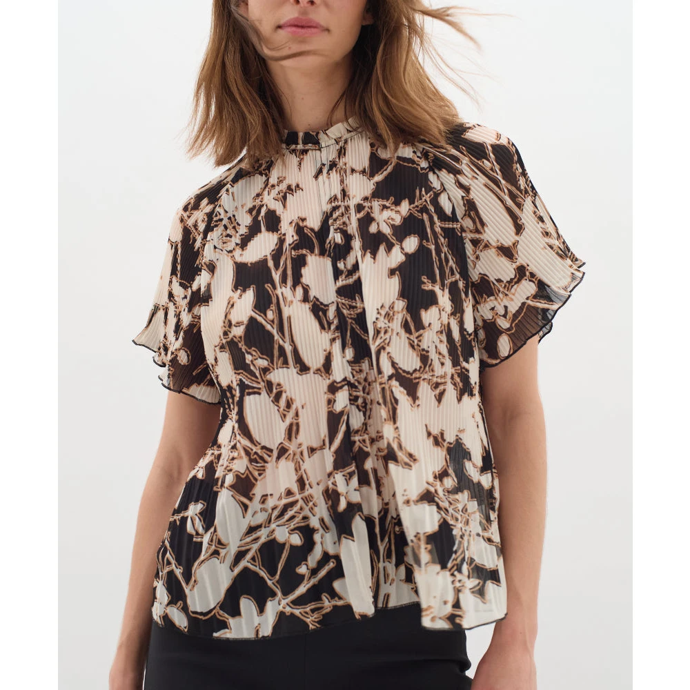InWear Zwart Silhouet Bloemen Top Multicolor Dames