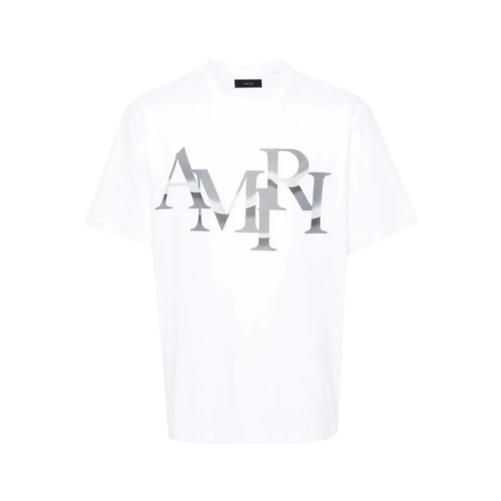 Amiri Witte Katoenen T-shirt met Bedrukt Logo White Heren