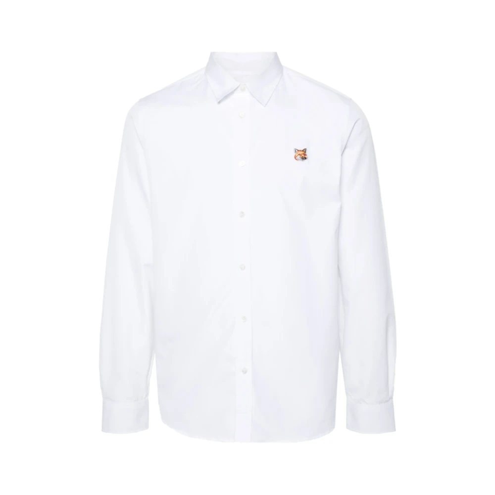 Maison Kitsuné Witte Vos Lange Mouwen Shirt White Heren