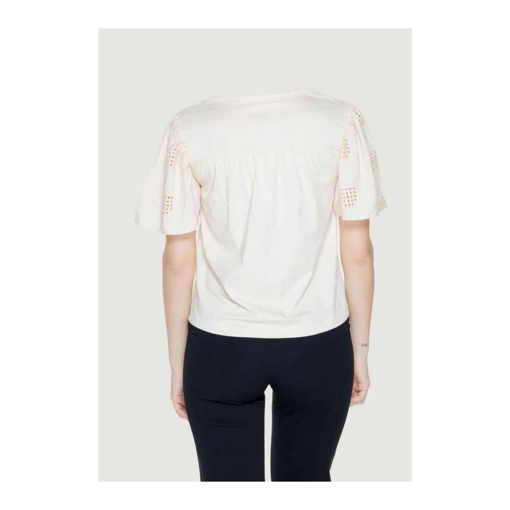 Jacqueline de Yong Flutter Sleeve Eyelet Top White Dames