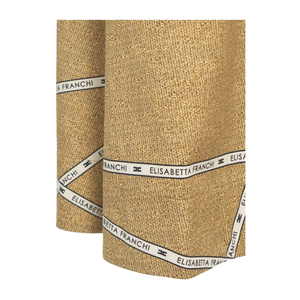 Elisabetta Franchi Geplooide Gouden Rok All-Over Print Yellow Dames