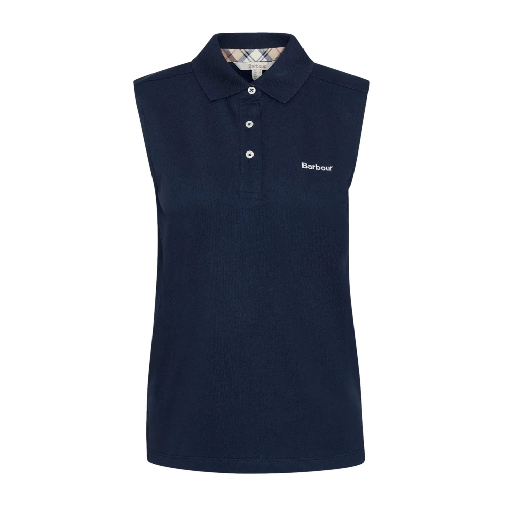 Barbour Women's Blue Sleeveless Tops, S, Sleeveless Bowford Polo Navy