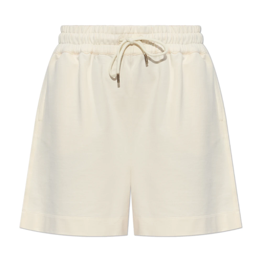 Moncler Beige Short Shorts, Female, S, Cotton Shorts With Logo Patch