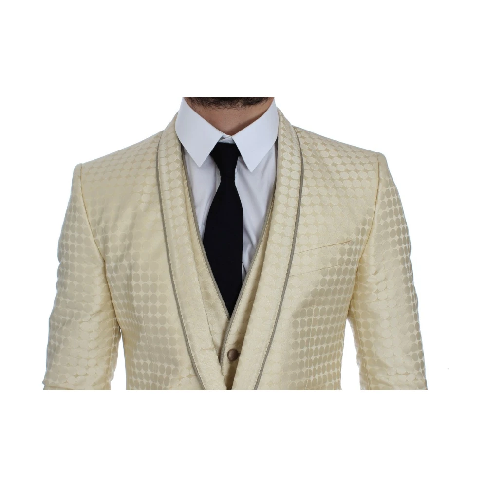 Dolce & Gabbana Beige Polka Dotted Slim Fit Blazer Beige Heren